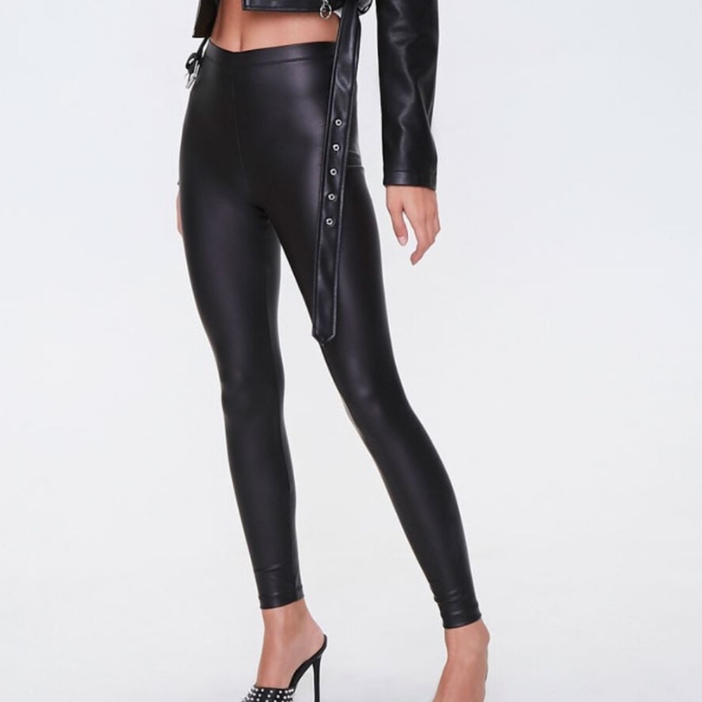 Faux leather high rise leggings from Forever 21 - size medium